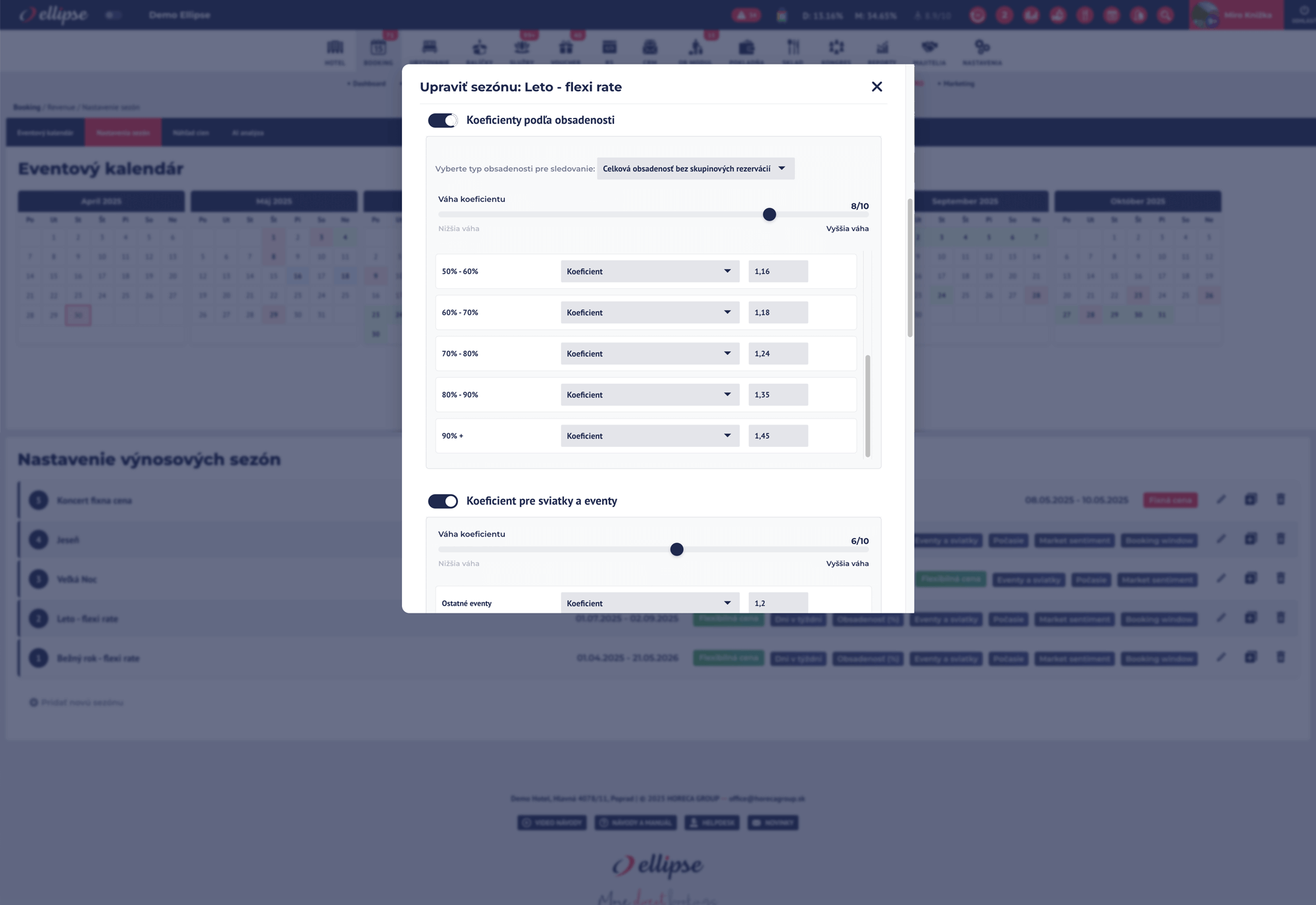 Ellipse revPRO - nastavenia - Ellipse Hospitality Cloud solutions