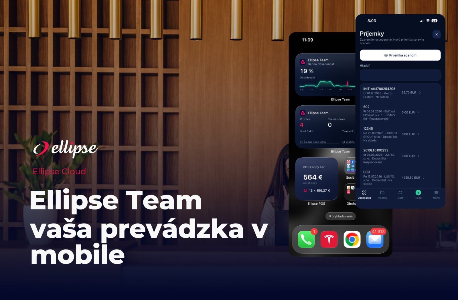 Ellipse Team – natívna iOS a Android aplikácia pre riadenie hotelovej a gastro prevádzky