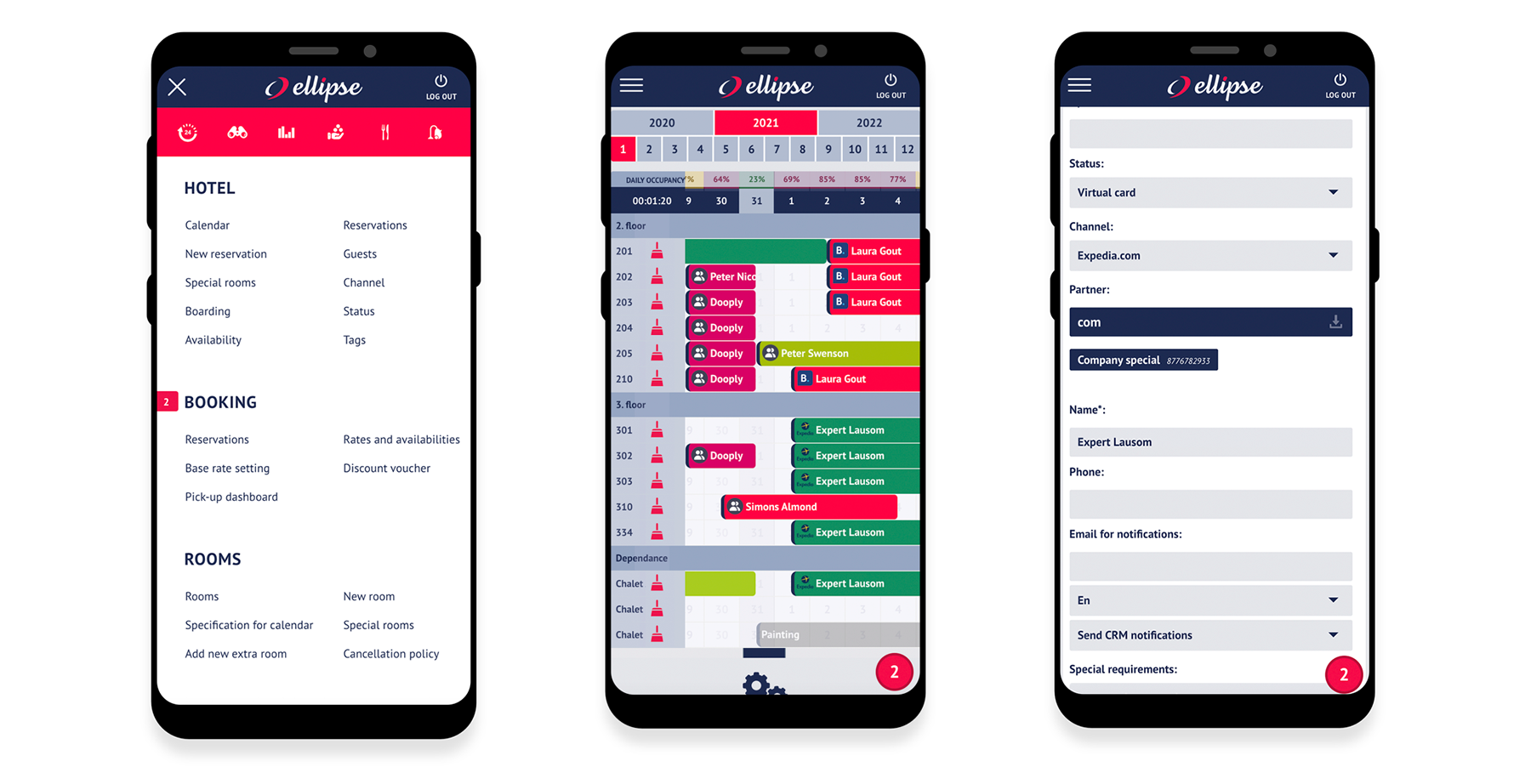 Ellipse PMS cloud based hotel system reservation booking detail