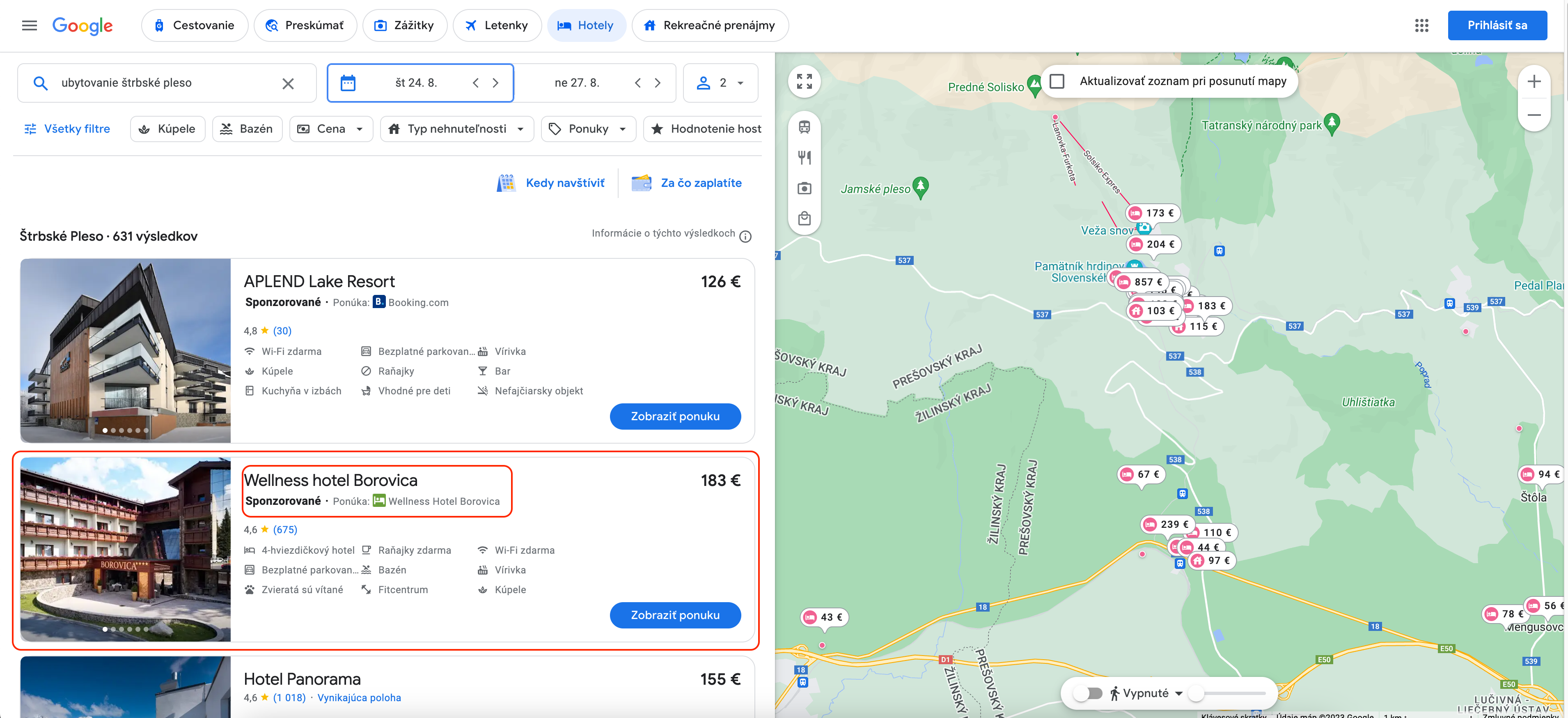 Google Hotel - trip tips nové typy reklám pre ubytovanie